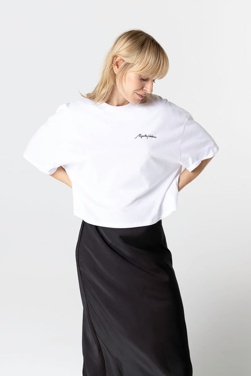 White Round Neck Short Sleeve T-shirt in Organic Cotton / Recycled Cotton - MAJESTIC FILATURES