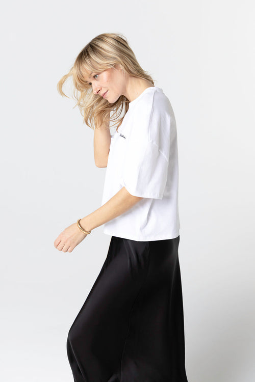 White Round Neck Short Sleeve T-shirt in Organic Cotton / Recycled Cotton - MAJESTIC FILATURES