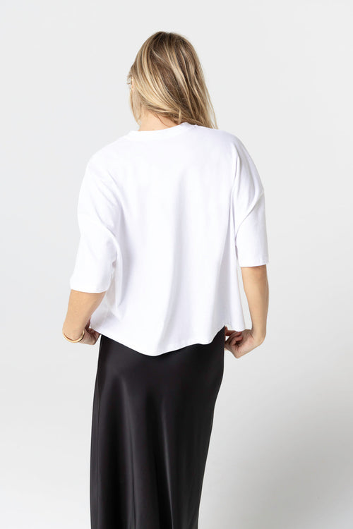 White Round Neck Short Sleeve T-shirt in Organic Cotton / Recycled Cotton - MAJESTIC FILATURES