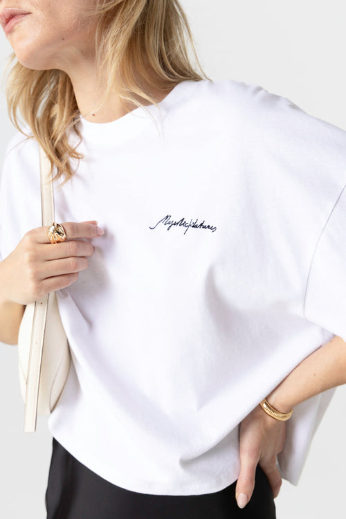 White Round Neck Short Sleeve T-shirt in Organic Cotton / Recycled Cotton - MAJESTIC FILATURES