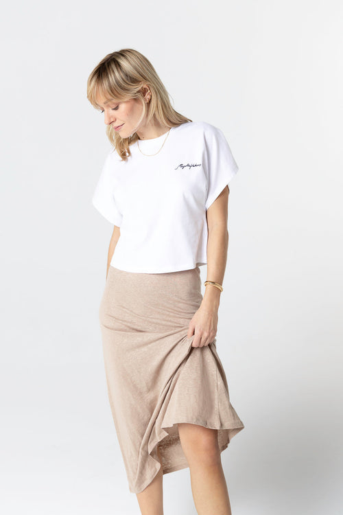 T-shirt Blanc Col Rond Manches Courtes en Coton organique / Coton recyclé - MAJESTIC FILATURES