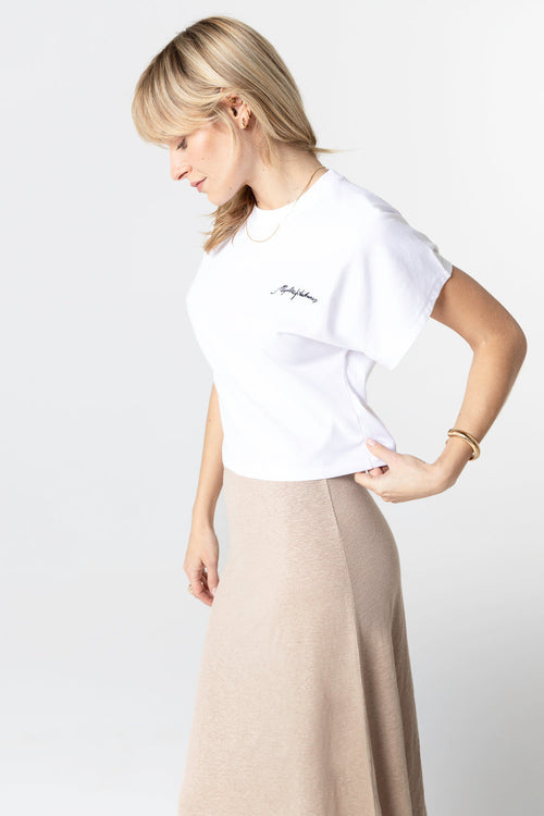 T-shirt Blanc Col Rond Manches Courtes en Coton organique / Coton recyclé - MAJESTIC FILATURES