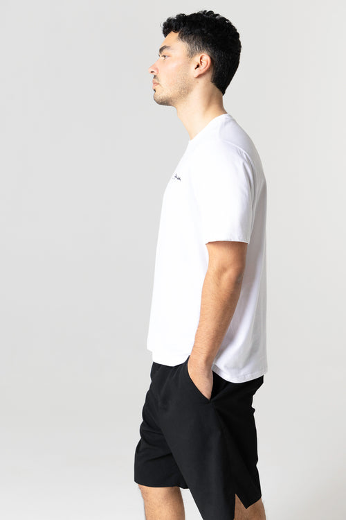 Camiseta blanca de cuello redondo y manga corta de algodón orgánico / algodón reciclado - MAJESTIC FILATURES