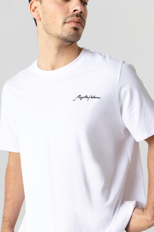 Camiseta blanca de cuello redondo y manga corta de algodón orgánico / algodón reciclado - MAJESTIC FILATURES