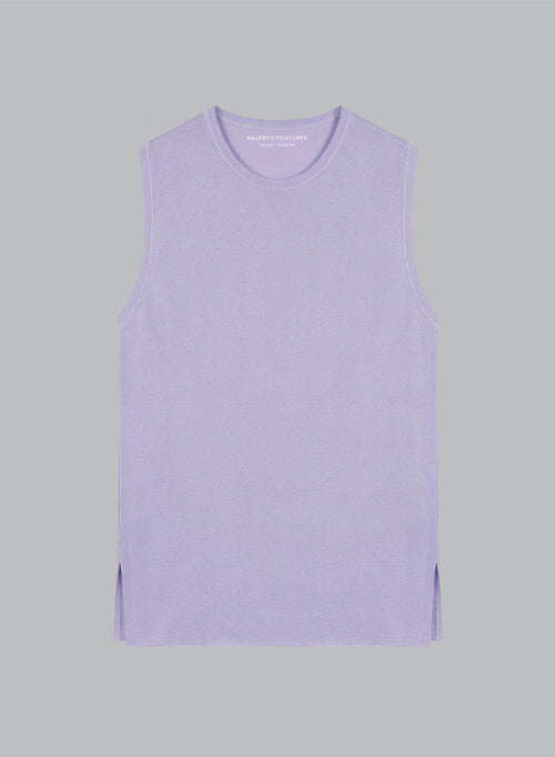 Light Purple U-neck Cashmere Tank Top - MAJESTIC FILATURES