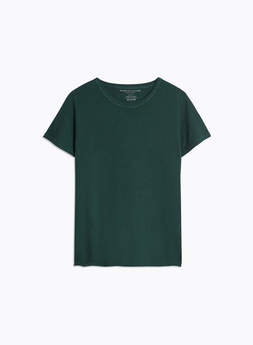 T-shirt Vert Col Rond Manches Courtes - MAJESTIC FILATURES