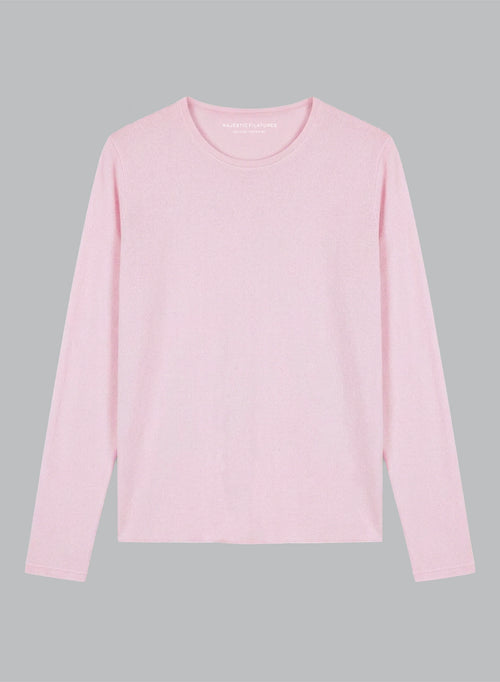 T-shirt Blossom Col Rond Manches Longues en Cachemire - MAJESTIC FILATURES