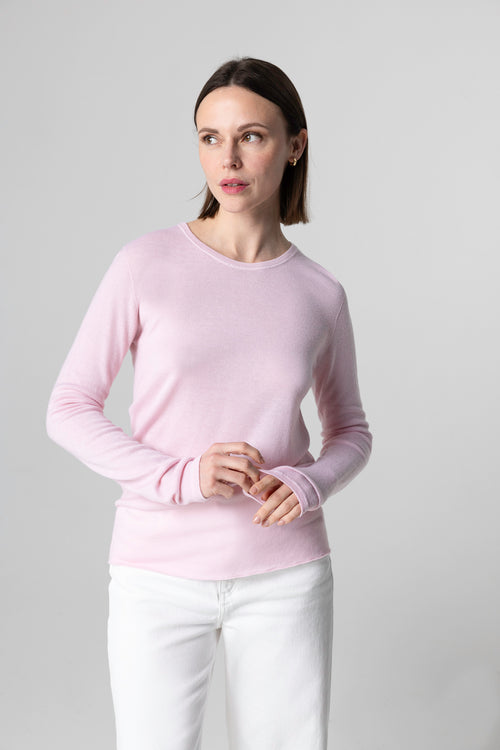 T-shirt Blossom Col Rond Manches Longues en Cachemire - MAJESTIC FILATURES