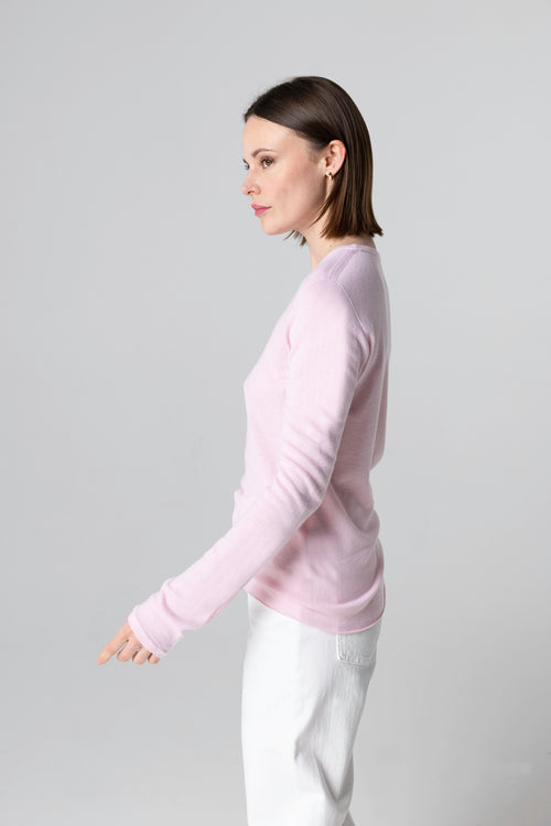 T-shirt Blossom Col Rond Manches Longues en Cachemire - MAJESTIC FILATURES