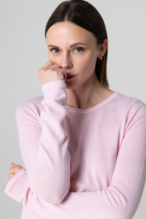 T-shirt Blossom Col Rond Manches Longues en Cachemire - MAJESTIC FILATURES