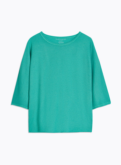 Camiseta verde de cuello redondo con coderas - MAJESTIC FILATURES