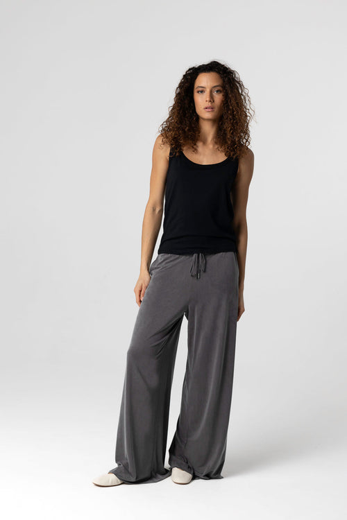 Débardeur Noir Col U Sans Manches en Lyocel, Tencel / Coton Organique - MAJESTIC FILATURES