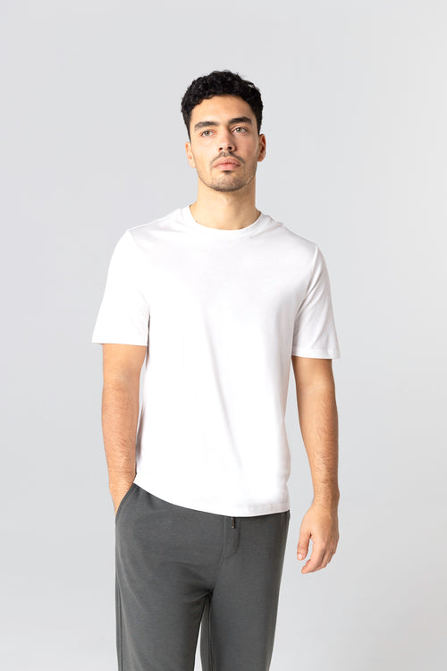 T-shirt Blanc Col Rond Manches Courtes en Lyocel, Tencel / Coton Organique - MAJESTIC FILATURES