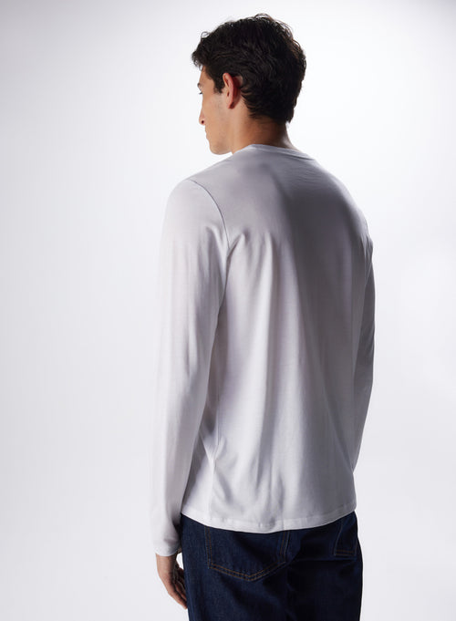 "Lyocell / Organic Cotton Long Sleeve Round Neck T-Shirt" - MAJESTIC FILATURES