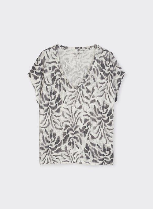 "Short-sleeved V-neck T-shirt in Linen / Elastane" - MAJESTIC FILATURES