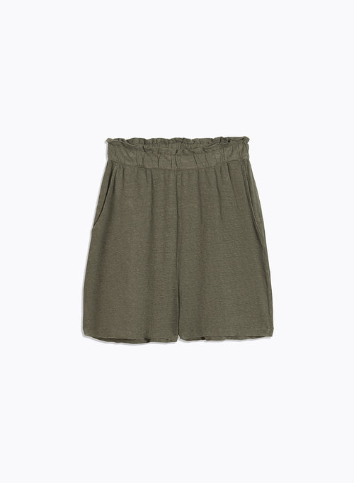 Pantalones cortos de lino verde / elastano - MAJESTIC FILATURES