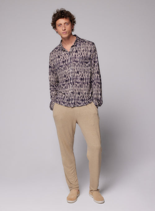 "Long Sleeve Shirt in Linen / Elastane" - MAJESTIC FILATURES