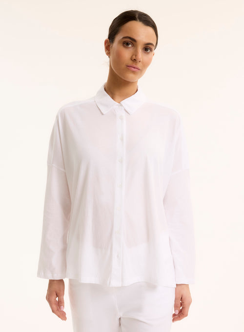 White Round Neck Short Sleeve T-shirt - MAJESTIC FILATURES