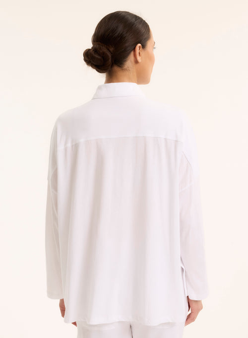 White Round Neck Short Sleeve T-shirt - MAJESTIC FILATURES