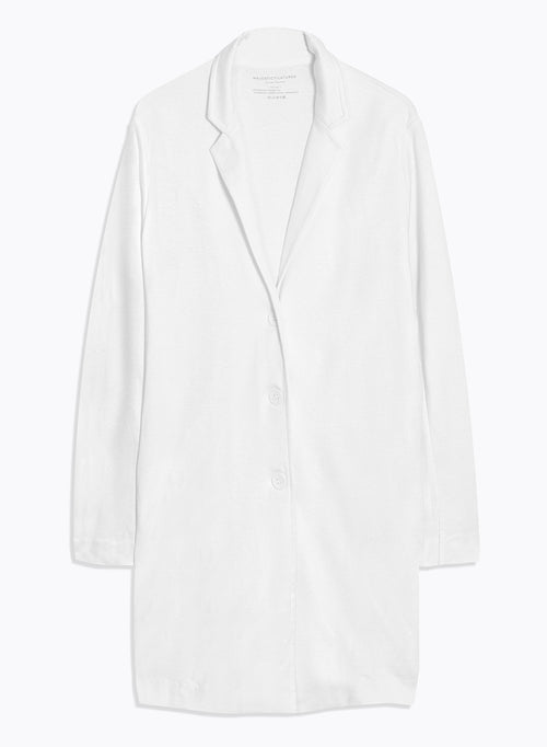 Manteau Blanc Col Veste Manches Longues en Lin / Coton organique - MAJESTIC FILATURES