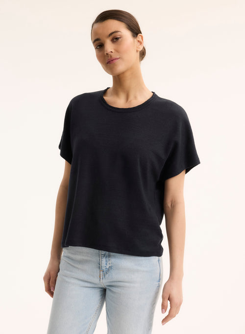 Yellow Round Neck Short Sleeve T-shirt - MAJESTIC FILATURES