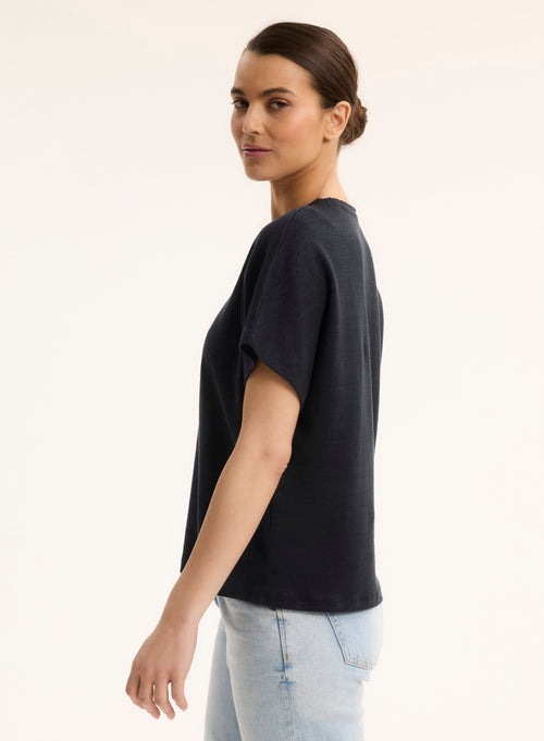 Yellow Round Neck Short Sleeve T-shirt - MAJESTIC FILATURES