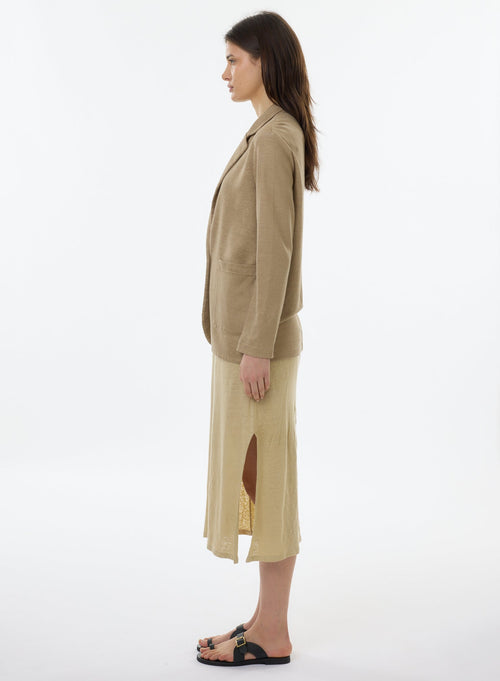 Veste Beige Manches Longues en Lin,Coton organique - MAJESTIC FILATURES