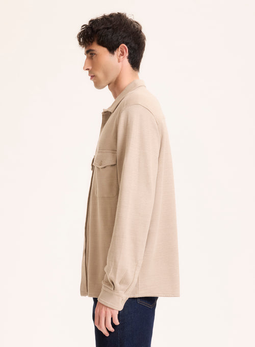 Cuello camisero beige Camisa de lino de manga larga / Algodón orgánico - MAJESTIC FILATURES