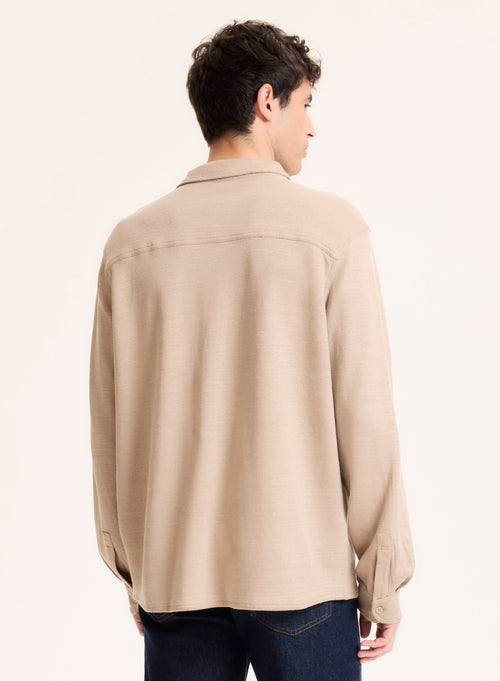 Cuello camisero beige Camisa de lino de manga larga / Algodón orgánico - MAJESTIC FILATURES