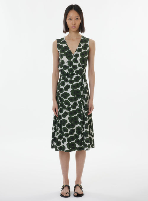 Green Sleeveless V-Neck Dress - MAJESTIC FILATURES