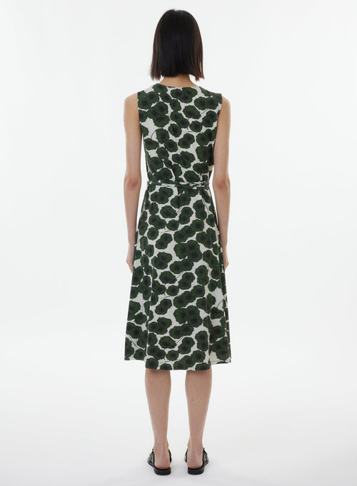 Green Sleeveless V-Neck Dress - MAJESTIC FILATURES