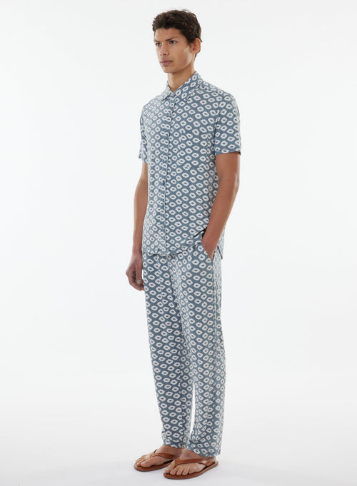 Blue Short Sleeve Shirt - MAJESTIC FILATURES