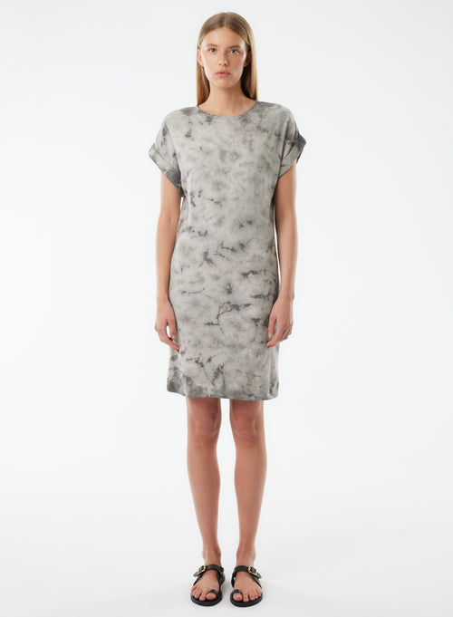 Grey Dress Short Sleeve Round Neck - MAJESTIC FILATURES