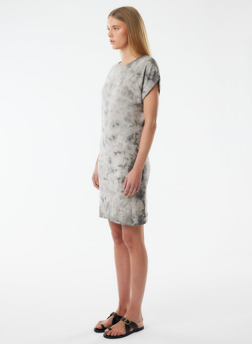 Grey Dress Short Sleeve Round Neck - MAJESTIC FILATURES