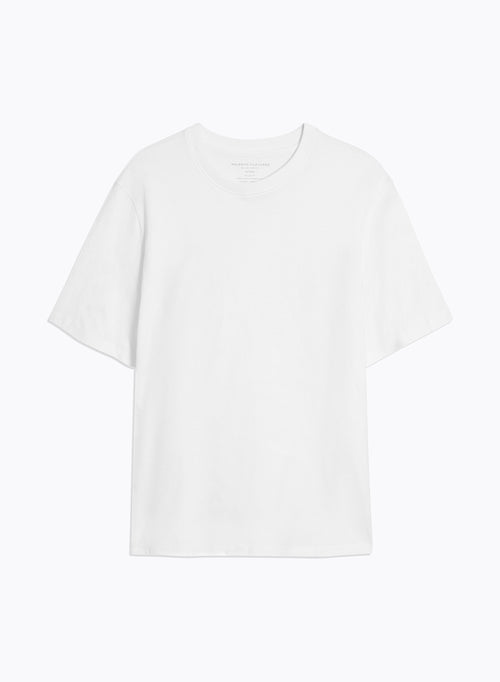 Tee shirt Blanc Col Rond Manches Courtes - MAJESTIC FILATURES