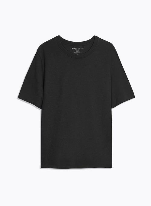 Schwarzes T-Shirt mit Rundhalsausschnitt und kurzen Ärmeln aus organischer Baumwolle - MAJESTIC FILATURES