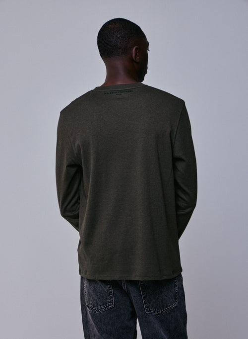 T-shirt Vert Col Rond Manches Longues en Coton organique - MAJESTIC FILATURES
