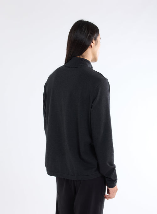 Black T-shirt with high collar and long sleeves - MAJESTIC FILATURES