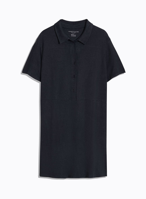 Navy Shirt Dress Short Sleeves - MAJESTIC FILATURES