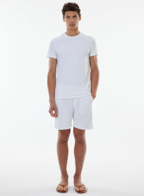 White Short Sleeve Round Neck T-shirt in Organic Cotton - MAJESTIC FILATURES