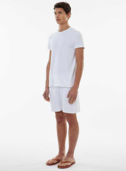 White Short Sleeve Round Neck T-shirt in Organic Cotton - MAJESTIC FILATURES