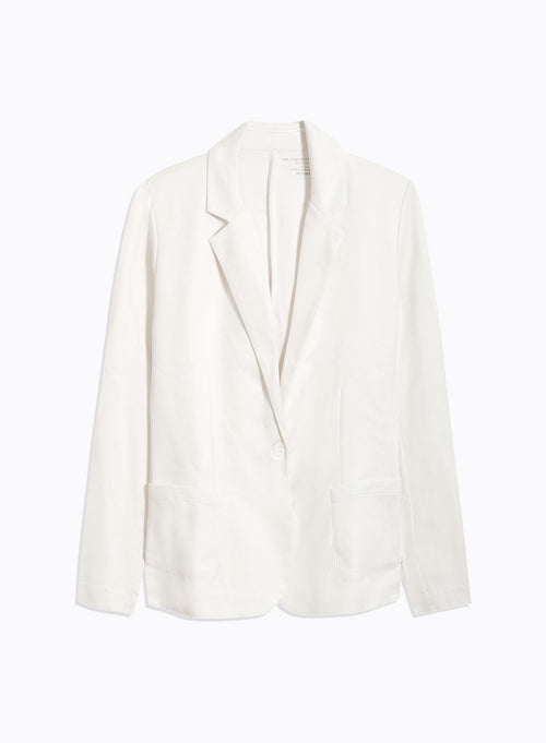 White Long Sleeve Jacket in Organic Cotton - MAJESTIC FILATURES