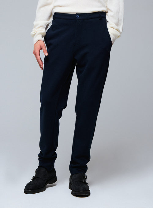 Pantalón azul marino en Lyocell / Tencel / Algodón orgánico - MAJESTIC FILATURES