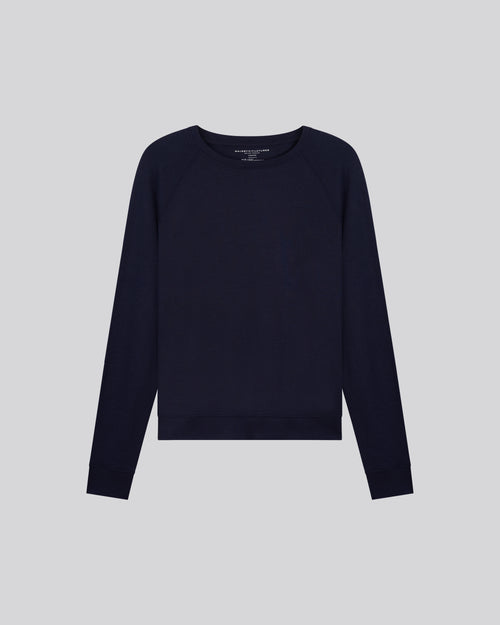 Sweat Marine Col Rond Manches Longues en Lyocel, Tencel / Coton organique - MAJESTIC FILATURES