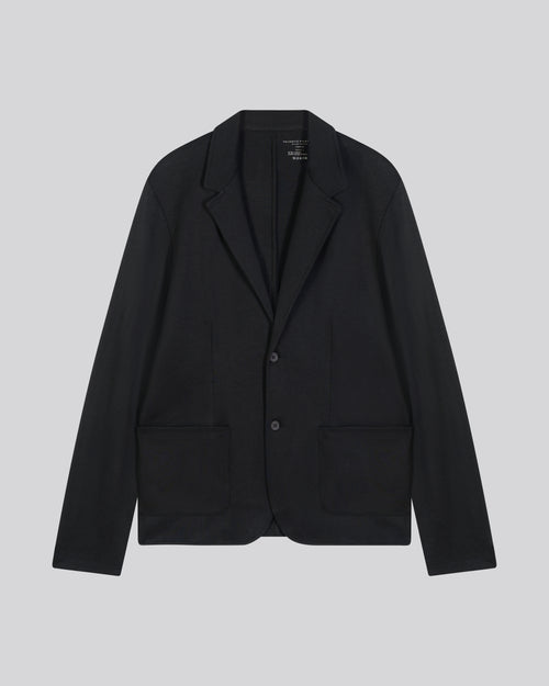 Black V-neck Jacket Long Sleeve in Lyocell / Tencel / Organic Cotton - MAJESTIC FILATURES