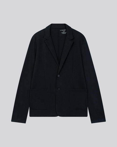 Navy V-neck Jacket Long Sleeve in Lyocell / Tencel / Organic Cotton - MAJESTIC FILATURES