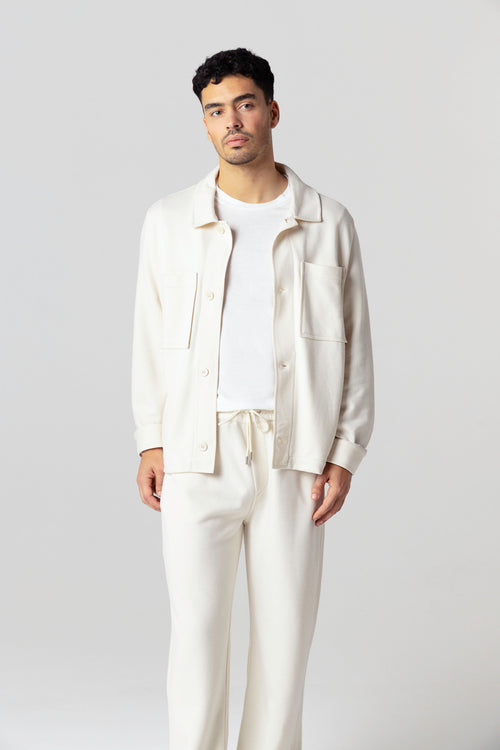 Chaqueta blanca cuello en V y mangas largas de lyocel, tencel / algodón orgánico - MAJESTIC FILATURES