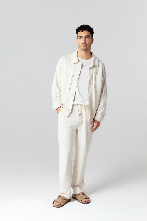 Chaqueta blanca cuello en V y mangas largas de lyocel, tencel / algodón orgánico - MAJESTIC FILATURES