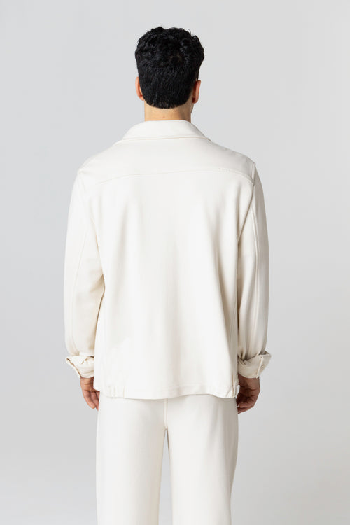 Chaqueta blanca cuello en V y mangas largas de lyocel, tencel / algodón orgánico - MAJESTIC FILATURES