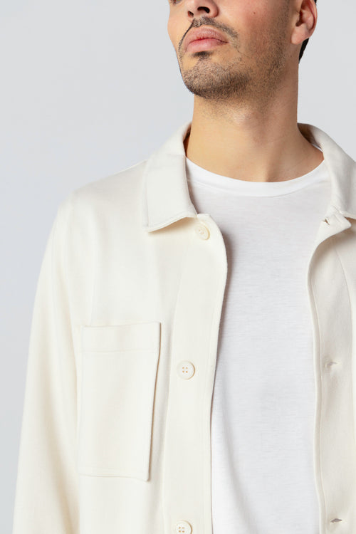 Chaqueta blanca cuello en V y mangas largas de lyocel, tencel / algodón orgánico - MAJESTIC FILATURES